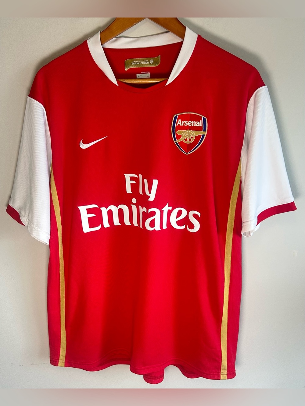 Nike Arsenal Soccer Shirt Jersey Fit Dry Size L Fly Emirates Football 2007 RARE